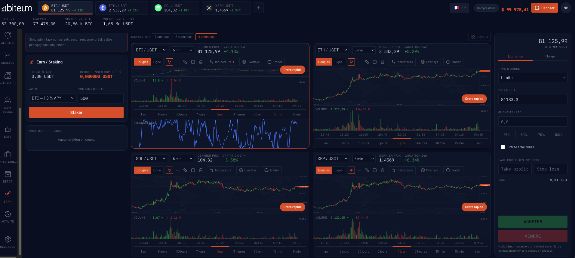 Capture des modules Bots et Earn